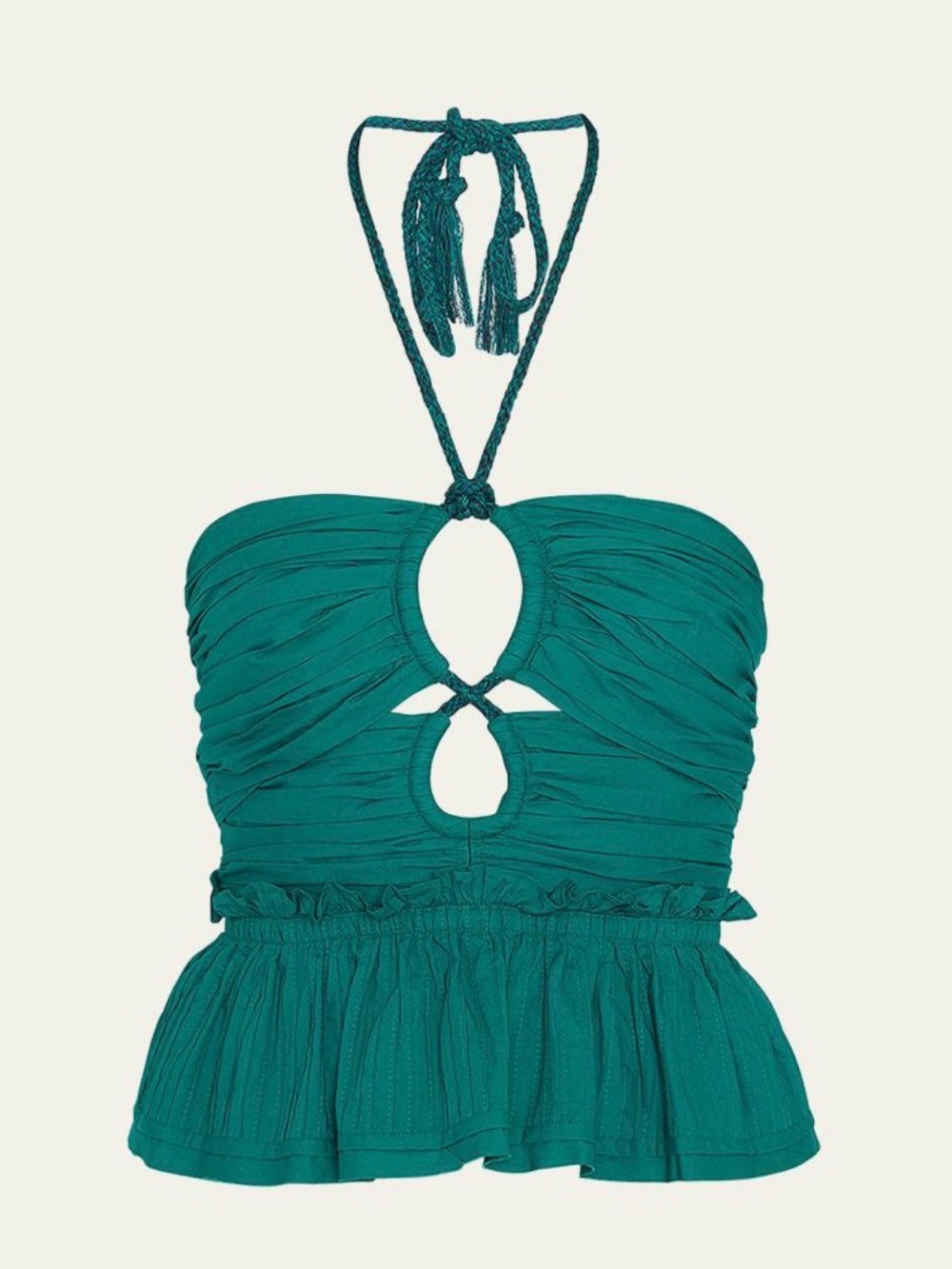Ulla Johnson Adaleigh Teal Halter Peplum Top – Size 4